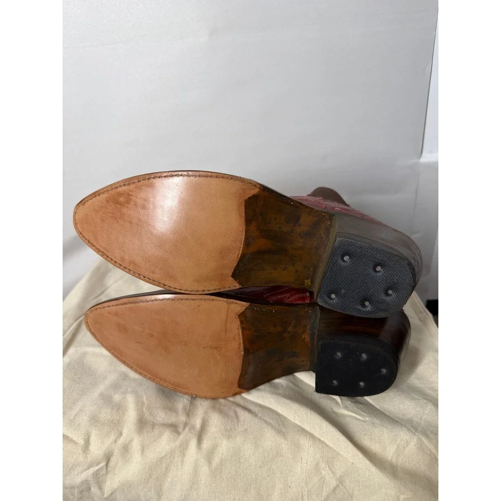 RRL Double RL Ralph Lauren Lottie Red Leather Cowboy Boots 8.5B Made in USA NEW